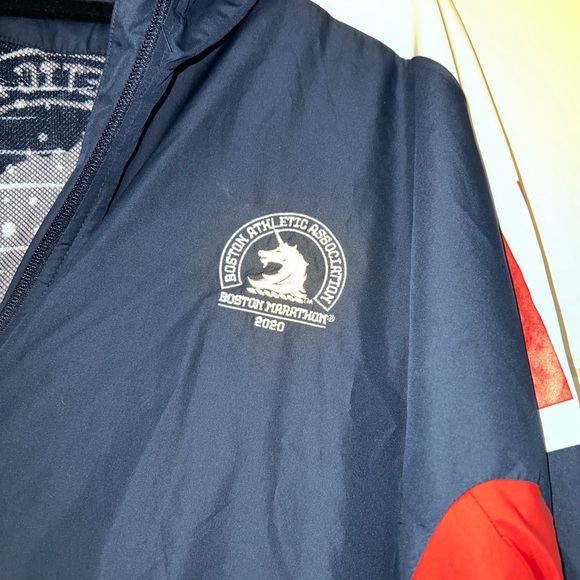 Adidas Boston marathon windbreaker running jacket navy stripe 2xl - Picture 6 of 9